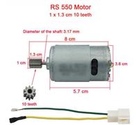 Kids Electric Ride On Car Motor RS550 RS390 RS380 RS555 6V 12V 24V High Torque Replacement Gear Motor with 10 Tooth Pinion for Childr(550 12V 23000RPM)