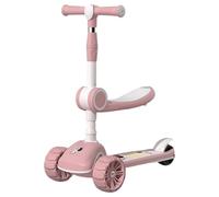 Kids Electric Scooter - 2n1 Ride On Scooter with Adjustable Seat | Anti Slip Deck with Music, Rear Brake Protection, Outdoor Play Scooters for Boys & Girls 3-12, Park Yard Travel Camping Fun