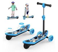 Kids Electric Scooter, 3-Wheel Electric Scooter for Kids Ages 3-10, 5 inch Solid Wheels, 6/10 KM/H Speed, 9-15KM Range, Kick-to-Start, Foot Throttle/Brake, 3 Heights Adjustable, 50KG Capacity
