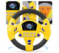 Kids Electric Simulation Steering Wheel Toy with Lights Sounds and Music for Early Learning and Fine Motor Skills Development (Pink,Blue,pink)