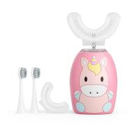 Kids Electric Toothbrush U Shaped, 360 Degree Ultrasonic Automatic Teeth Brush with 4 Soft Head,Timer,2 Modes,Ipx7 Waterproof (Pink)