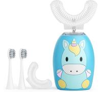 Kids Electric Toothbrush U Shaped, 360 Degree Ultrasonic Automatic Teeth Brush with 4 Soft Head,Timer,2 Modes,Ipx7 Waterproof (Blue)