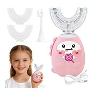 Kids Electric Toothbrush, U Shaped 360° Ultrasonic Automatic Toothbrush, 5 Speed Modes, IPX7 Waterproof, Long-Lasting Battery, for Toddlers Children 2-12 Years Old (3 Brush Heads Included)