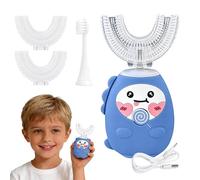 Kids Electric Toothbrush, U Shaped 360° Ultrasonic Automatic Toothbrush, 5 Speed Modes, IPX7 Waterproof, Long-Lasting Battery, for Toddlers Children 2-12 Years Old (Blue)