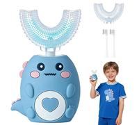 Kids Electric Toothbrush U Shaped, 360º Ultrasonic Toothbrush with Smart Timer & 3 Cleaning Modes, IPX7 Waterproof, Toddler Electric Toothbrush with 4 Brushs Head (Cartoon Dinosaur Ages 2-12)