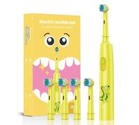 Kids Electric Toothbrushes 6-12, Rechargeable rotational Baby Electric Toothbrush 3-5 with Timer, 3 Modes lPX7 Waterproof Fun & Easy Cleaning with 4 Soft Bristles rotational Brush Head (Yellow)