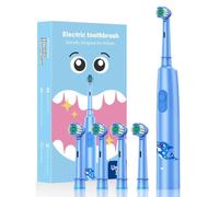 Kids Electric Toothbrushes 6-12, Rechargeable rotational Baby Electric Toothbrush 3-5 with Timer, 3 Modes lPX7 Waterproof Fun & Easy Cleaning with 4 Soft Bristles rotational Brush Head (Light Blue)
