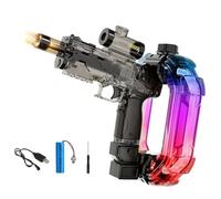 Kids Electric Water Gun with LED Lights, Powerful Squirt Gun, Blaster up to 32 FT Long Range 900cc High Capacity with Realistic LED Explosive Flash, Summer Outdoor Pool Party Toys (Black)