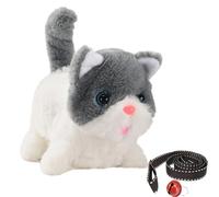 Kids Electronic Cat Toy with Bell Rope Interactive Plush Cat Toys for Toddler Boy Girl Simulation Kitten Doll Stuffed Interactive Toy Cute Animal Toy for Children 1-3 Years Baby Birthday Gift Cat