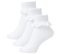 Kids Elegant Frill Cuff Anklets Triple Set Casual Daily Wear White