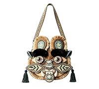 Kids Embroidered Ethnic Shoulder Bags Tassel Decoration Traditional Chinese Satchel Bags Large Capacity Cultural Heritage Shoulder Pouch Daily Travel&Shopping Crossbody Purse (Tiger Head) (A)