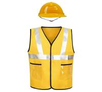 Kids Engineer Vest Costume Construction Worker Role Play Outfit For Childrens Pretend Play And Career Day Theme Party (Yellow, One Size)