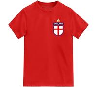 Kids England Football Tshirt Cup Team Game Shield Design (Red, 7-8 Years)