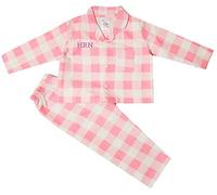 Kids Essentials Boys Girls Personalised Check Pyjamas Embroidered with Initials (Pink, 2-3 Years)
