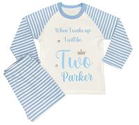 Kids Essentials Personalised Birthday Pyjamas Boy When I Wake Up I Will Be One PJ’s (Blue Striped, 1-2 Years)