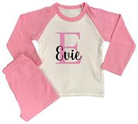 Kids Essentials Personalised Girls Name Pyjamas Girls Initials Printed Nightwear (Pink, 5-6 Years)