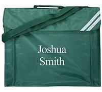 Kids Essentials Personalised Name School Book Bag Embroidered Multiple Colours Back to School (Bottle Green)