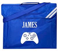 Kids Essentials Personalised Name School Book Bag Gaming Gamer Bag Back to School (Royal)