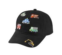 Kids Excavator Dinosaur Baseball Cap - Adjustable Children's Denim Sun Hat with Embroidery for Boys Girls Age 2-8, Vintage Style (A6-Black)