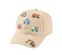 Kids Excavator Dinosaur Baseball Cap - Adjustable Children's Denim Sun Hat with Embroidery for Boys Girls Age 2-8, Vintage Style (A6-Khaki)