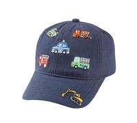 Kids Excavator Dinosaur Baseball Cap - Adjustable Children's Denim Sun Hat with Embroidery for Boys Girls Age 2-8, Vintage Style (A6-Navy)