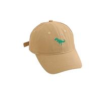 Kids Excavator Dinosaur Baseball Cap - Adjustable Children's Denim Sun Hat with Embroidery for Boys Girls Age 2-8, Vintage Style (A3-Khaki)