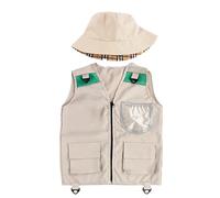 Kids Explorer Costume, Adventure Vest with Hat, Lightweight Outfit for Zoo Tour Fishing Ranch Hike Hunting Scavenger Play or Outdoor Role-Playing Fun Gear for Children Age 3 to 9