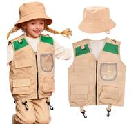 Kids Explorer Kit - Cargo Vest & Hat Set for Young Adventurers Aged 3-8, Lightweight & Breathable Outdoor Costume, Great Gift for Boys & Girls Who Love Camping, Trekking, Fishing & Nature Walks