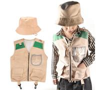 Kids Explorer Vest and Hat Costume,Explorer Costume Kids Explorer Costume Kit Safari Vest and Hat,Backyard Adventure Kit for 3-8 Years Kids Girls Boys Outdoor Adventures Role Play