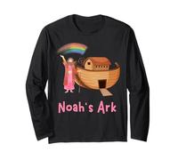 Kids Faith Bible Stories Pink Noah's Ark Girls Toddler Teen Long Sleeve T-Shirt