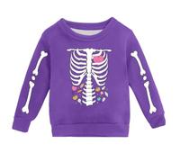 Kids' Fall Pumpkin Sweatshirt - Crew Neck Pullover with Charming Pumpkin Illustration, Everyday Wear Purple