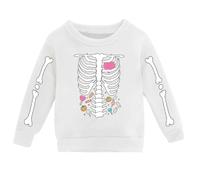 Kids' Fall Pumpkin Sweatshirt - Crew Neck Pullover with Charming Pumpkin Illustration, Everyday Wear White