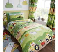Kids Farm Animals Counting Sheep Reversible Duvet Cover Bedding Set Happy Linen Company Green Toddler