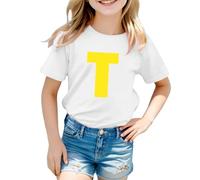 Kids Fashion Letter Print T-Shirt Soft Comfortable Casual Top for Girls and Boys Stylish Daily Wear (White-A, 5-6 Years)