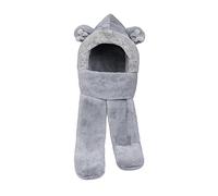 Kids Faux Fur Hooded Scarf and Gloves Set 3 in 1 Winter Hat Scarf and Gloves Cute Cartoon Rabbit Earflaps Hat Long Scarfs with Mittens Neck Warmer for Girls Boys 6-12 Years Old Xmas Birthday Gift