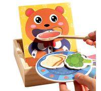 Kids Feeding Toy | Pretend Play Bear Fine Motor Training Toys,Wood Realistic Food Set Pretend Training Educational Game for Preschool, Kindergarten & Travel