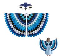 Kids Felt Bird Wings Capes Costume Set for Age 3-15 Years, Adjustable Felt Cape & Mask Parrots Bluebirds Phoenix birds Peacock Flamingo Fancy Dress Up for Halloween Party Carnival Cosplay (Bluebirds)
