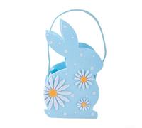Kids Felt Easter Bunny Basket with Handle, Handmade Portable Storage Bag for Treats, Easter Eggs, and Small Toys Suitable for Holiday Events and Easter Fun (blue)