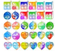 Kids Fidget Toys , 30PCS Mini Pop Keychain Bag Class Gifts Birthday Return Gifts Supplies Bubbles Fidget Toys Party Favours Party Bag Fillers Lucky Dip Prizes Toys Party for Girls Boys