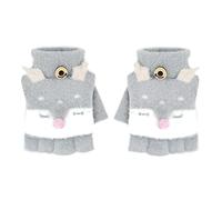Kids Fingerless Flap Cover Gloves Cute Fox Stylish Half Finger Mittens Thermal Elastic Winter Gloves Convertible Flip Cover Knitted Gloves for Children Little Boys Girls Hand Warmer 5-15 Years Old