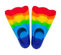 Kids Fins - Training Fins for Children Beginners | Bright Rainbow Flippers with Soft Silicone Build, Short Snorkel Design for Bodyboarding, Swimming Practice, and Skill Development, Compact Size