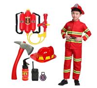 Kids Firefighter Halloween Cosplay Uniform Toys Children Sam Firemen Role Work Clothing Suit Boy Girl Performance Party Costumes 130CM Height Red Clothes set
