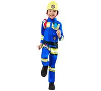 Kids Fireman Sam Costume Fire Fighter Uniform Book Day Fancy Dress