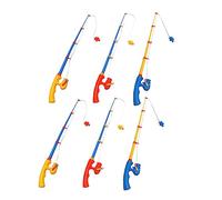 Kids Fishing Game Toy Set with 6 Durable Telescoping Rods Educational Bath Toys for Toddlers Ages 3+ Ocean Themed Learning Activity (Yellow, One Size)