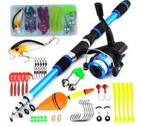 Kids Fishing Gear Set, 5.9ft Portable Telescopic Kids Fishing Pole and Reel Combos and String with Line Full Kits Complete Fish Accessory Set with Carrying Bag for, Boys, Girls