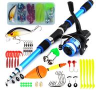 Kids Fishing Gear Set, 5.9ft Portable Telescopic Kids Fishing Pole and Reel Combos and String with Line Full Kits Complete Fish Accessory Set with Carrying Bag for, Boys, Girls