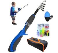 Kids Fishing Pole, Portable Telescopic Kids Fishing Gear Includes Wheel & Tackle Case & Bag for Beginners, Youth, Children, Kid Pole, Poles for Boys Age 5-10