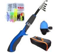 Kids Fishing Pole, Telescopic Kids Fishing Gear Includes Wheel & Tackle Case & Bag for Beginners, Youth, Children