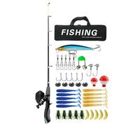 Kids Fishing Rod, Youth Fishing Rod | Portable Fishing Tackle Box Beginner Set - 1.6m/5.25ft Telescopic Fishing Rod and Reel Combination Set with Bait Box Storage Bag for Freshwater, Saltwater