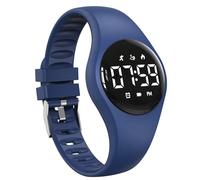 Kids Fitness Tracker Watch with LED Display, Water Resistant Step Counter Watch, Digital Wristwatch, Pedometer, Alarm Clock & Calendar for Boys Girls teens (Deep blue)